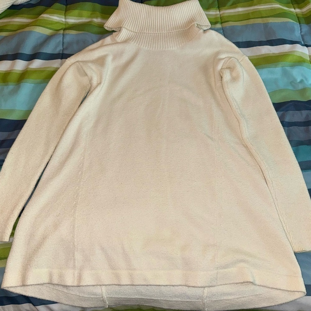 Moth Anthropologie Beige Ribbed Turtleneck Sweater size XS extra small